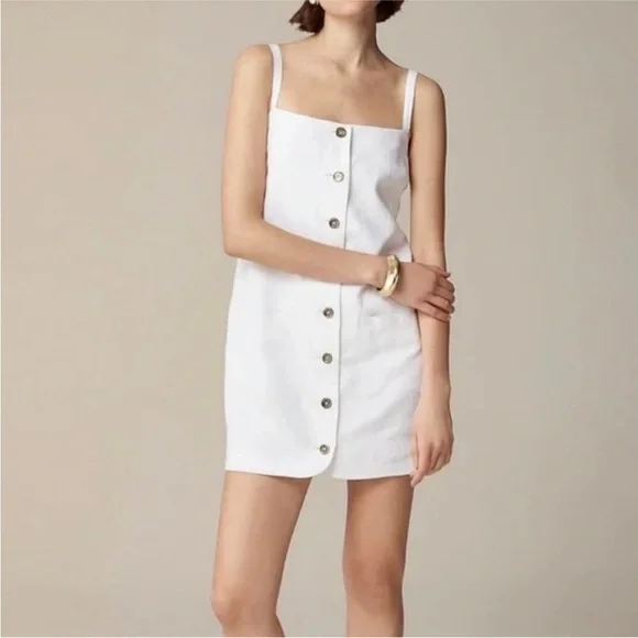 New! J. Crew Claudia white linen dress classuc quiet luxury 36238 - Picture 2 of 14